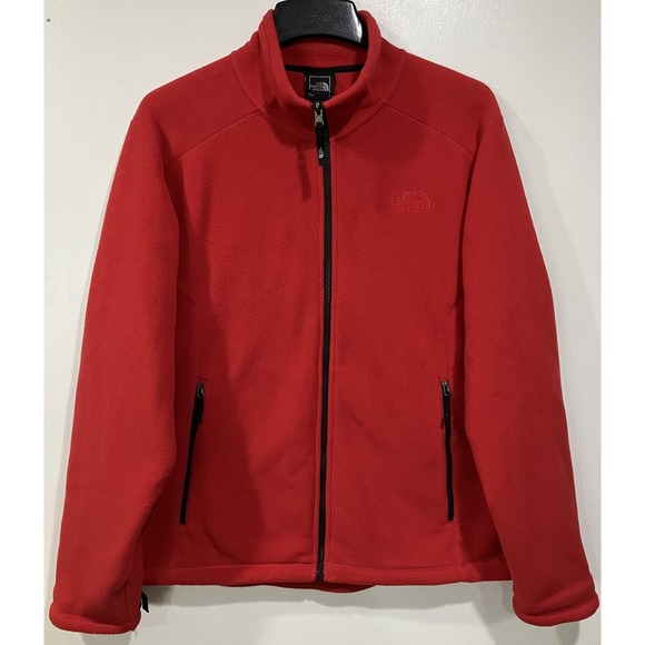 North Face Jacket Mens‎ Medium Red Full Zip Fleece Outdoor Layer Midweight - Picture 1 of 11